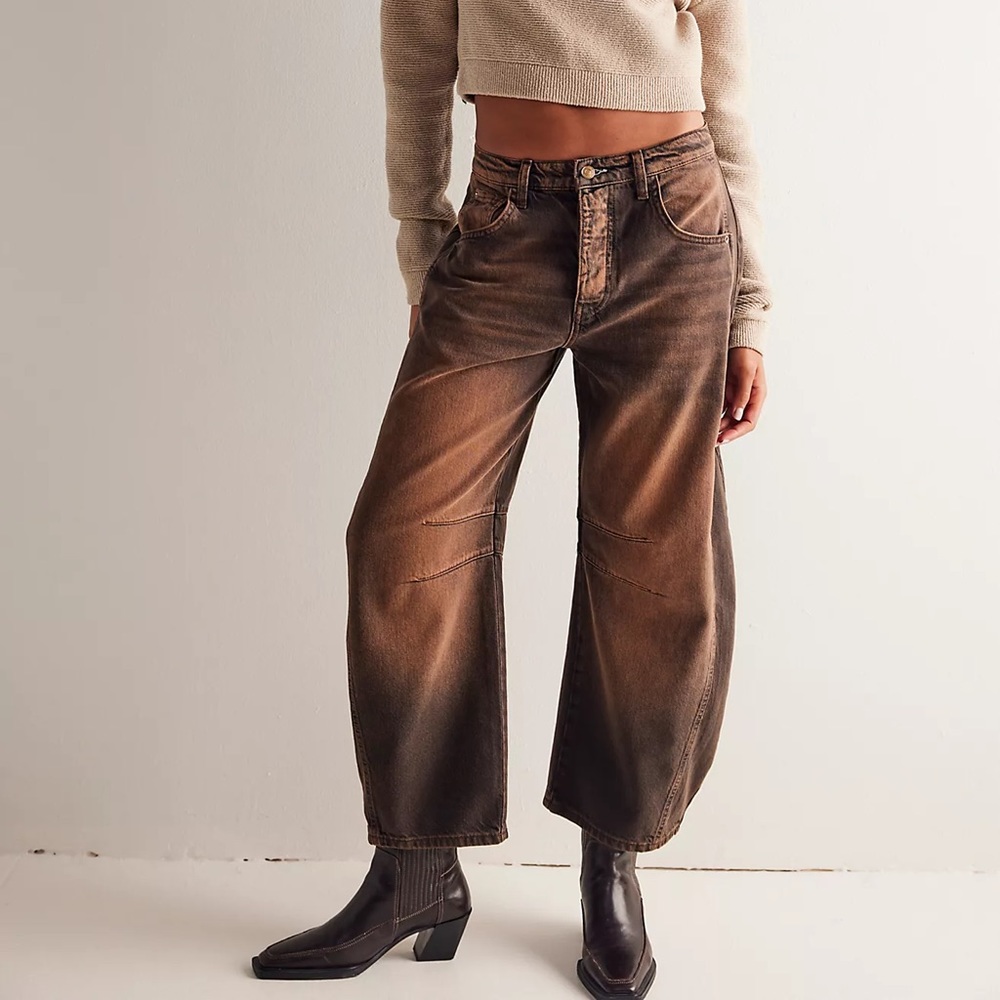 Free People We The Free Lucky You Mid-Rise Barrel Jeans
